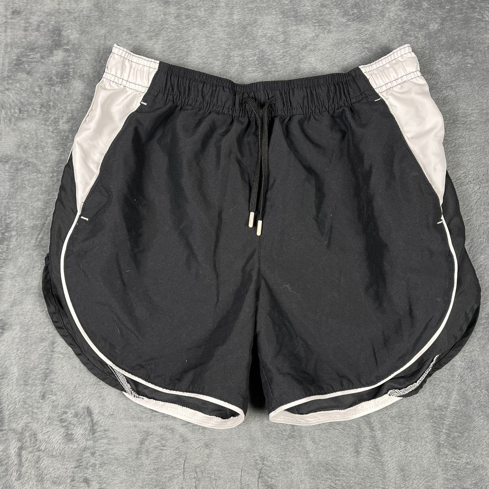 BCG Running Shorts Womens Small Black White Dolphin Hem Drawstring Athleisure